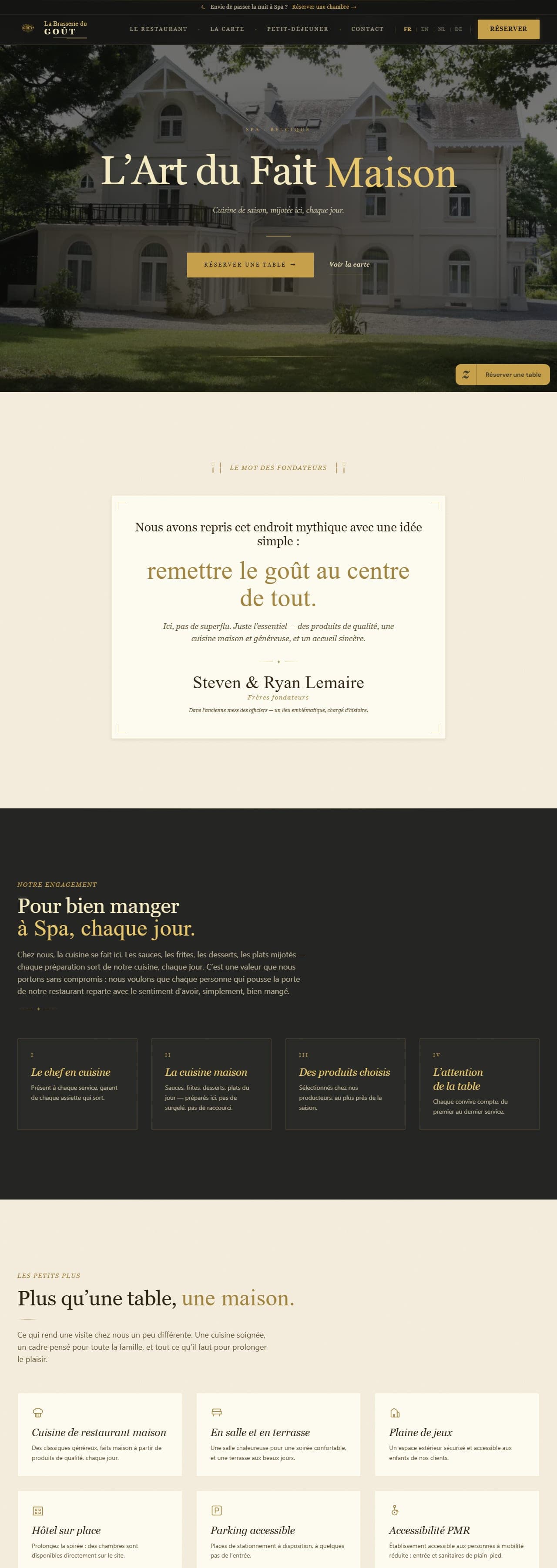 Capture du site réel de la Brasserie du Goût, en ligne sur brasseriedugout.be