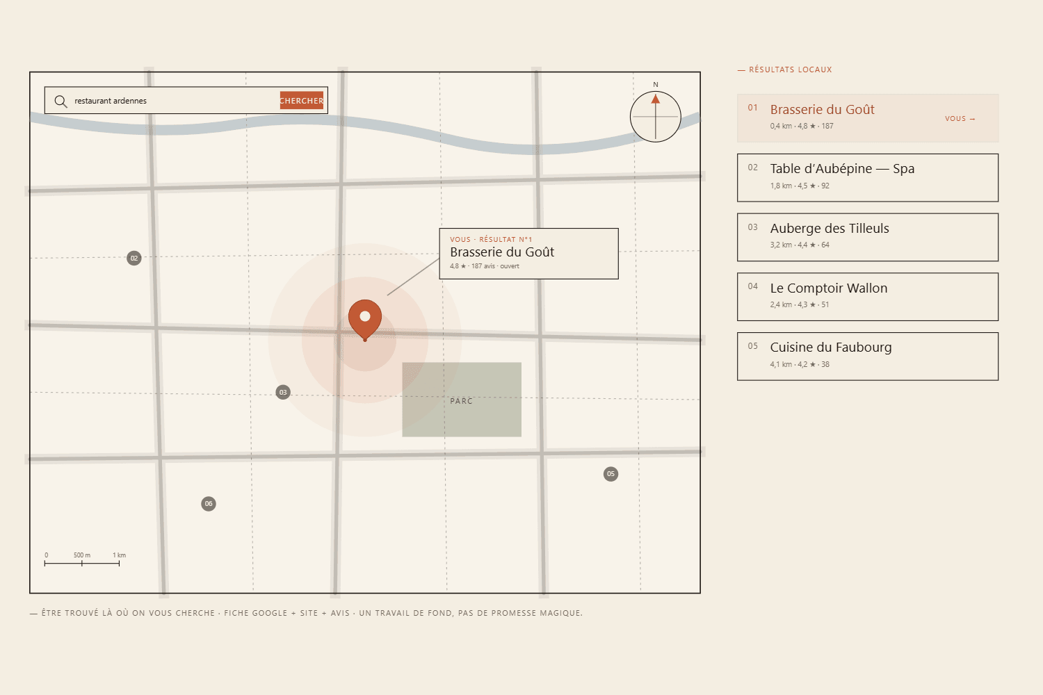 Plan de quartier avec épingle de localisation sur Google Maps