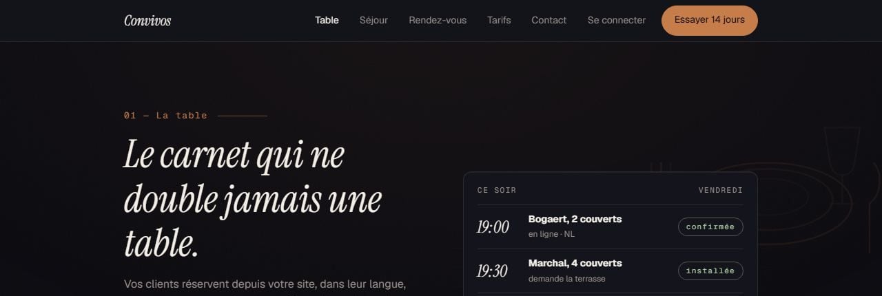 Convivos côté restaurant : le carnet de réservations du service